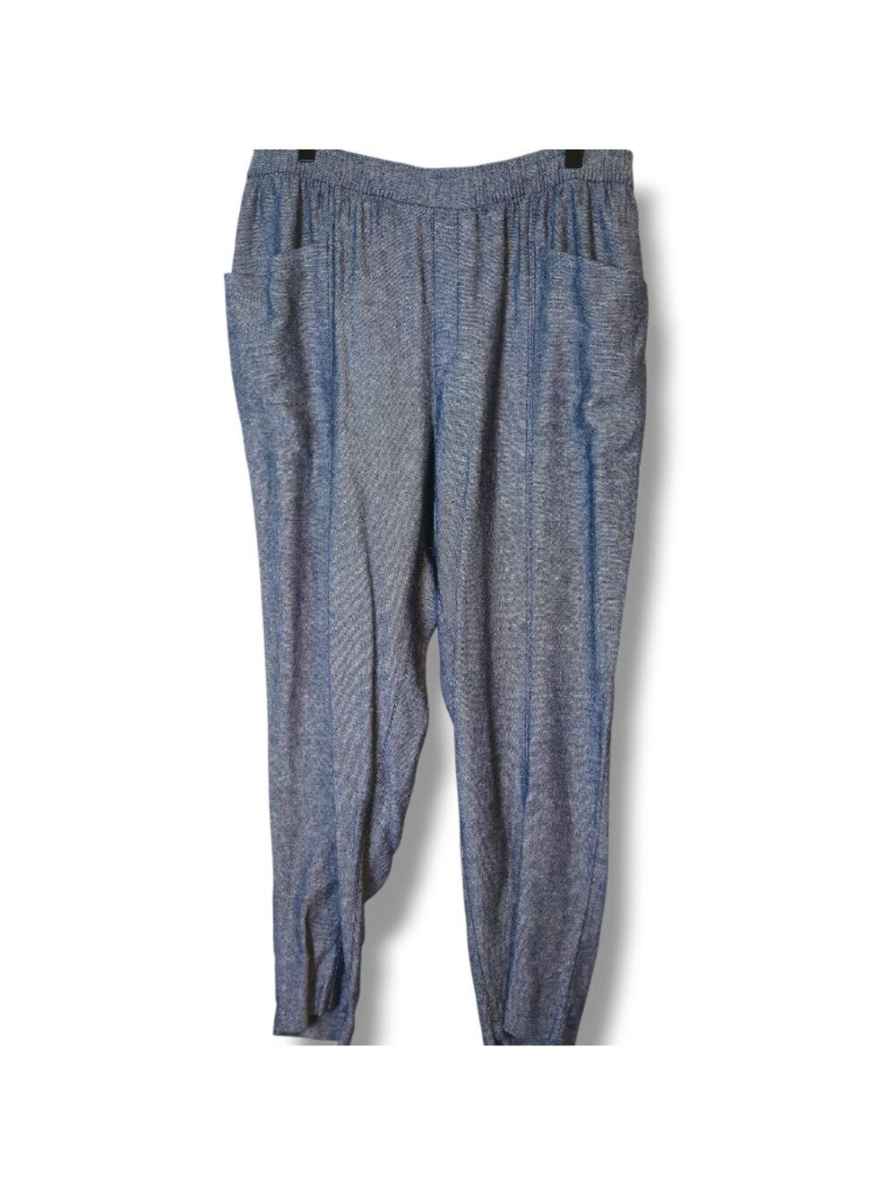 Old Navy pants womens Large blue tapered-leg pull-on linen-blend high-rise